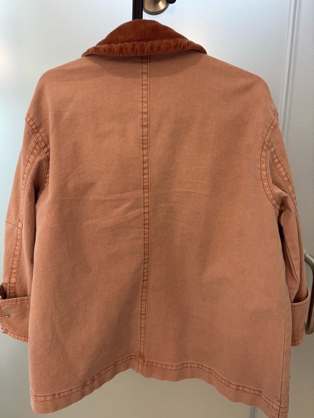 Old Navy Pink Rust Cotton Jacket with Brown Corduroy Collar - Picture 3 of 4
